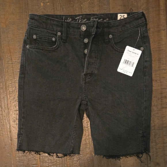 Free People Pants - Free People Black Denim Shorts Jorts Grunge Distressed Y2k 90s